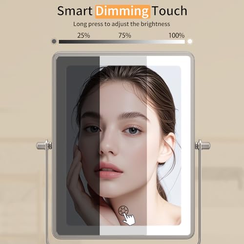 FUNTOUCH 5000mAh Rechargeable Wall Mounted Makeup Mirror with Lights, 8.7" Double Sided 1X/30X Magnifying Mirror with Dimmable 3 Color Light, Extended Swing Arm 360¡Æ Wall Mount Bathroom Vanity Mirror