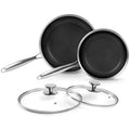Innerwell Non-Stick Frying Pan Set 9.5 & 11 Inch with Lid - Silver Variation