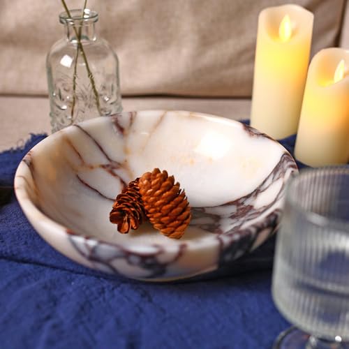 Round-Calacatta Viola Marble Decorative Bowl 7.8-inch Home Decor Gift