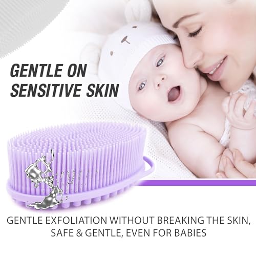 Avilana Silver-Infused Dark Gray and Marble Silicone Body Scrubber Bundle - Sleek Elegance Dual-Tone Set