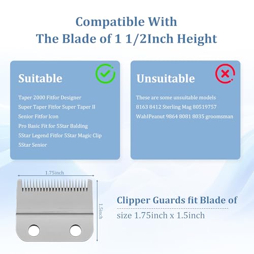 Clipper Guards Set, 4 Pack 1.25", 1.5", 1.75", 2" Compatible with Most Wahl Clippers, Black Replacement Guides
