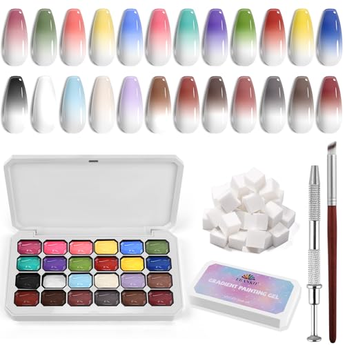 24 Colors Patting Nail Gel Polish Kit Ombre Painting Gel Palette - Professional & Beginner Friendly