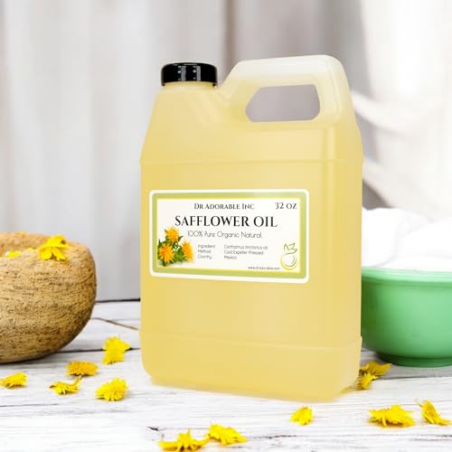 Pure Organic Safflower Oil 32oz Cold Pressed for Skin & Hair Nourishment