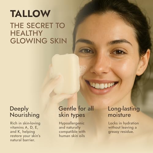 Pure Tallow Soap Bar (3-Pack) ? Unscented, Fragrance Free ? Dr. Seymour's Simple Soap - Moisturizing Body Wash for Sensitive, Dry, Itchy Skin ? Handmade in the USA