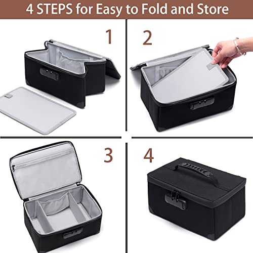 Portable Cosmetic Bag with Lock, Large Capacity Travel Makeup Case Organizer, Waterproof Makeup Bags for Girls Traveling With Handle and Divider Makeup Bag¡¦(Black)