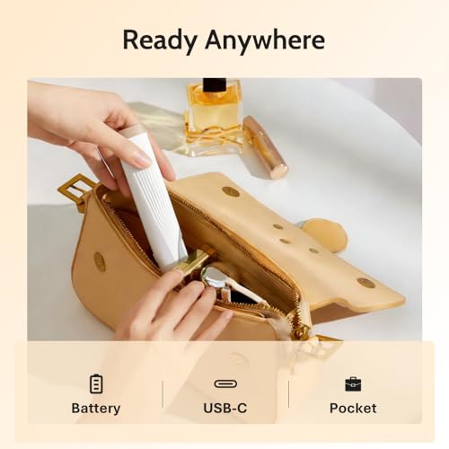BEOVEA Sonic Dermaplaning Tool for Face - White, 3-Speed Vibration, 6 Replaceable Stainless Blades