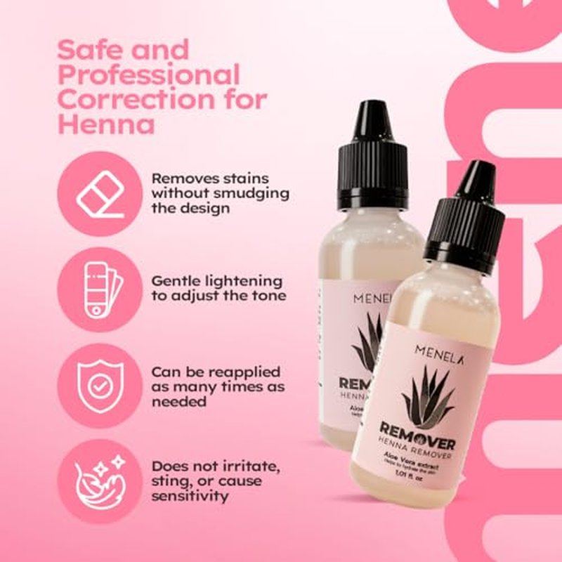 MENELA Eyebrow Henna Remover 30 ml with Aloe Vera Extract, Cosmetic Use, Designed to Help Remove Excess Henna and Maintain a Clean Eyebrow Shape