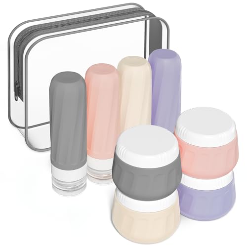 Mrsdry Travel Size Toiletries Set 3oz Silicone Bottles & Jars with Clear Travel Bag - Red Rock Variation
