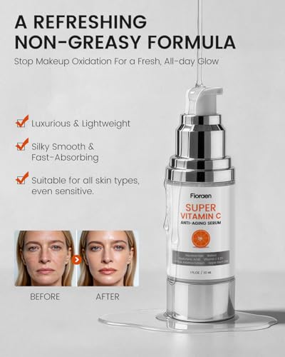 Fioraen Super C Serum for Mature Skin 2 Fl Oz All-in-One Vitamin C with Retinol & Hyaluronic Acid