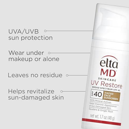EltaMD UV Restore,Face Sunscreen, SPF 40, Mineral Sunscreen for Sun Damaged Skin Repair, Anti-Aging Zinc Oxide Sunscreen Formula