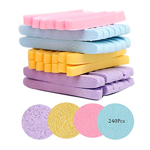 Facial Sponge Compressed,240 Count PVA Professional Makeup Removal Wash Pads Round Face Cleansing Sponge for Women Spa Exfoliating