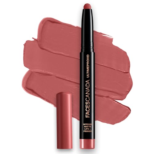 FACESCANADA Ultime Pro HD Intense Matte Lipstick + Primer - Tea Rose (Nude) | 9 Hour Long Lasting Lip Color | Lightweight & Smudge Proof Matte Finish | 0.05 Oz/1.4g