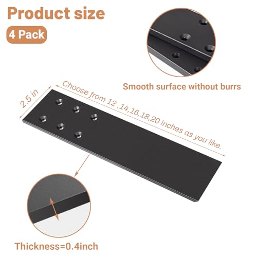 20-Inch 4 Pack Granite Bar Support Brackets - Heavy Duty Floating Countertop Supports with Screws - Variation: 20" 4pack