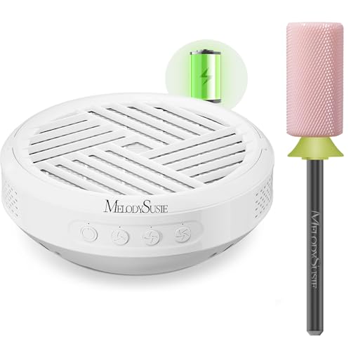 MelodySusie Rechargeable Nail Dust Collector with Ceramic 3/32'' Chamfer Flat Top Large Barrel Nail Drill Bit