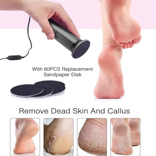 Dermawe Electric Foot Callus Remover, Dermave Foot Sander, with 60pcs Sanding Disc, Electric Foot File Adjustable Speed Callus Remover Tool, Foot Grinder Callus Remover Heavy Duty (Gold)