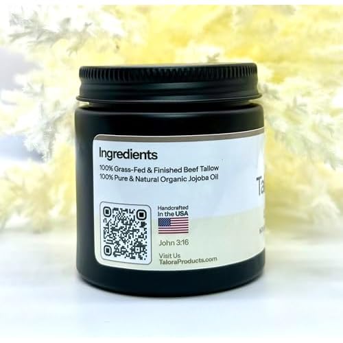 Tallow Balm: Unscented | 100% Grass-Fed & Finished Beef Tallow with Organic Jojoba Oil | Deep Moisture Balm | All-Natural Multipurpose Skincare for Dry & Sensitive Skin (4oz)