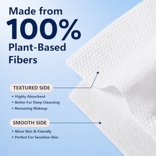 Disposable Face Towels 300 Count Large Dewdrop Texture - Gentle & Biodegradable