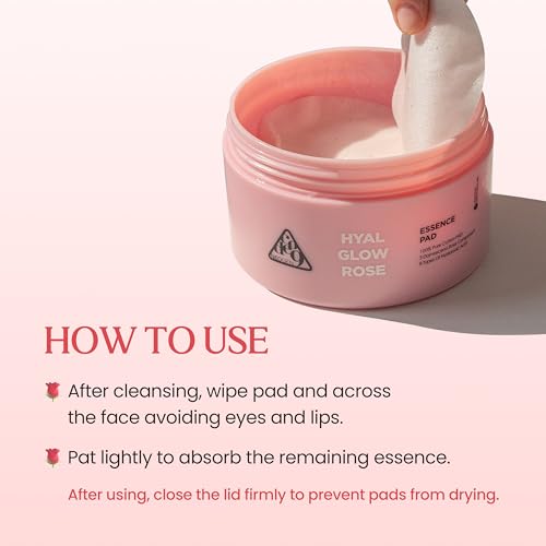 Neogen DERMALOGY Hyal Glow Rose Essence Pad ? Hydrating, Firming & Radiance Boosting Toner Pads Infused with Rose Water, Niacinamide, Adenosine & 8 Types of Hyaluronic Acid 70 Pads / 4.6fl.oz