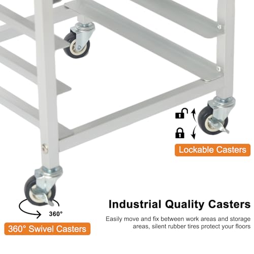 10-Tier Sheet Pan Rack with Wheels for Home Use - Adjustable Aluminum Bakeware Organizer