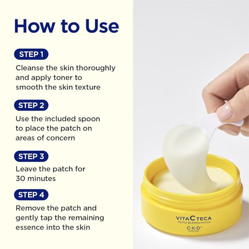 CKD Vita C TECA Triple Blemish Under Eye Gel Patches - Large Hydrogel for Dark Spots
