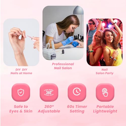 Touch Switch Gel x Lamp, 9W Cordless Rechargeable Gooseneck UV Lamp for Gel x Nails, Portable Flash Cure Lamp with 60s Timer, Quick Drying LED UV Nail Lamp for Gel Nails, Home & Salon Use
