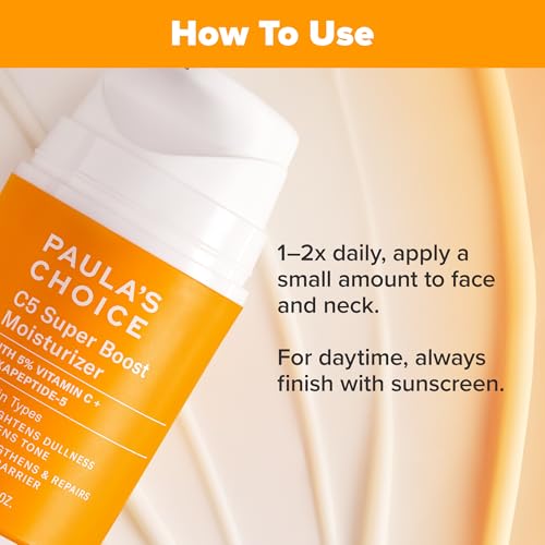 Paula's Choice C5 Super Boost Face Moisturizer with 5% Vitamin C & Squalane, Daily Face Lotion for Discoloration, Uneven Tone, Fine Lines & Breakout-Prone Skin, Fragrance-Free