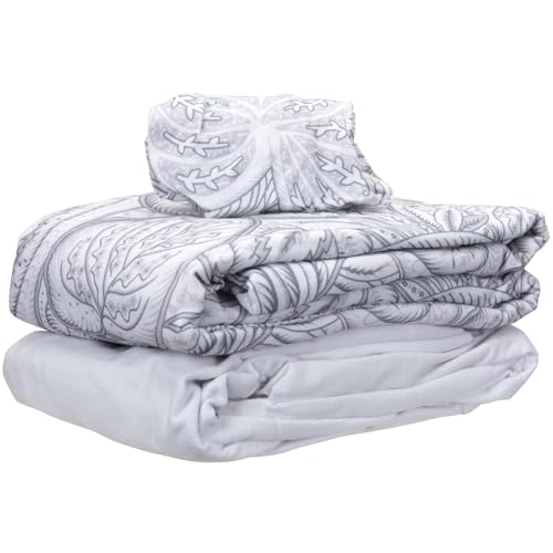 Massage Sheet Set - ForPro Designer Flannel 3-Piece, Island White (Variation of White Island Tranquility)