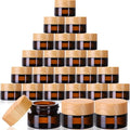 Geiserailie 24 Pcs 5 Gram Glass Cosmetic Jars with Lids Small Empty Sample Jars with Inner Liners Leak Proof Lids Makeup Sample Containers for Cream, Lotions, Powders and Ointments DIY (Amber)