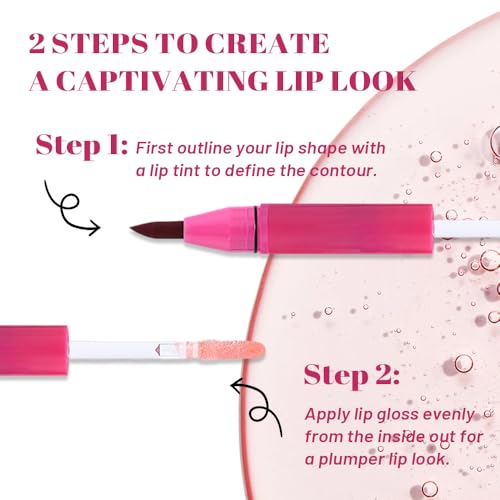 evpct ?Antique Rose Matte Liquid Lipstick Marker Pen Lip Liner Set with Glitter Lip Oil, 2in1 Lipgloss Lipstick Long Lasting Waterproof for Women, Longwear Lips Stain 24hr Original Smudge Proof labial