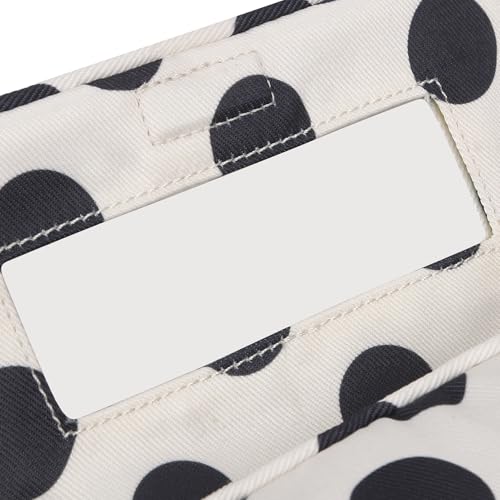 Women’s Nylon Makeup Bag with Built-In Mirror - Polka Dot Travel Organizer, Lightweight & Waterproof, White
