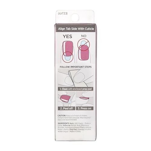 KISS imPRESS No Glue Mani Press On Nails, 'Petal Pink', Pink, Short Size, Squoval Shape, Includes 30 Nails, Prep Pad, Instructions Sheet, 1 Manicure Stick, 1 Mini File