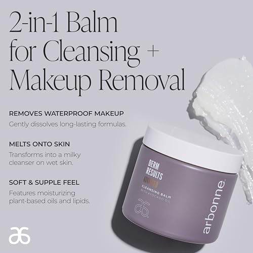 Arbonne DermResults Advanced Cleansing Balm with Avocado Oil Gentle Makeup Remover Balm for Face ? Waterproof Makeup Remover ? Moisturizing Cleanser for All Skin Types ? 3.1 oz (90 g)