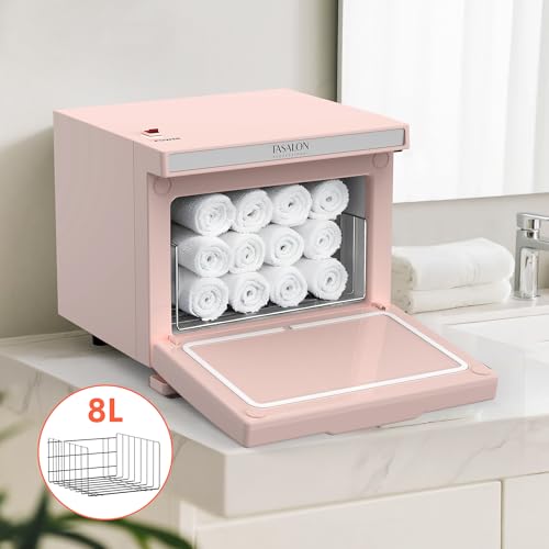 TASALON 8L Hot Towel Warmer Cabinet with Aluminum Inner Chamber, Pink