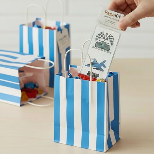 PapaKit 36 Pc Transportation Temporary Tattoo Set - 18 Individually Wrapped Sheets | Vehicle Birthday Party Favors, Goodie Bag Fillers, School Rewards