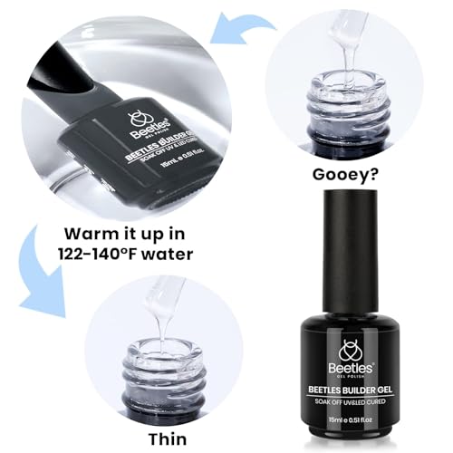 Beetles Builder Gel for Nails 0.51 OZ 7 in 1 Strengthener Gel for Weak & Thin Nails Building Apex Nail Extension for Beginner DIY Salon at Home for Women