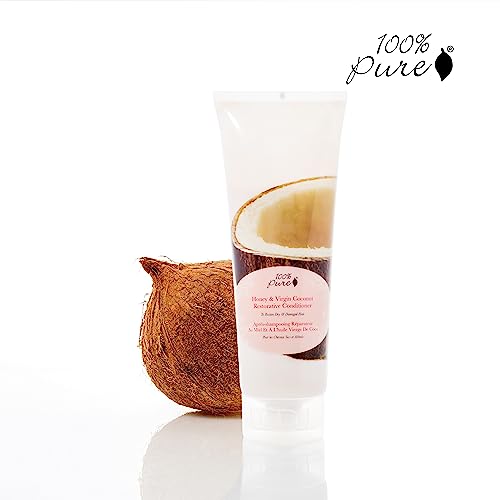 100% PURE Honey & Virgin Coconut Restorative Conditioner 8 Fl Oz – Hydrating, Nourishing Natural Hair Care
