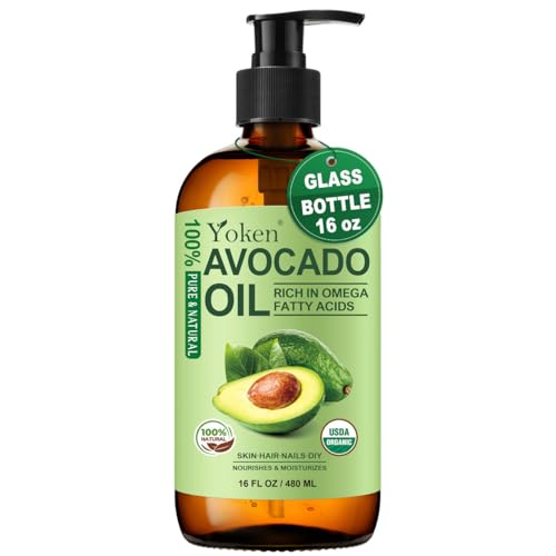 Organic Avocado Oil 16oz - Cold Pressed, USDA Certified, Natural Hair & Skin Nourishing Oil