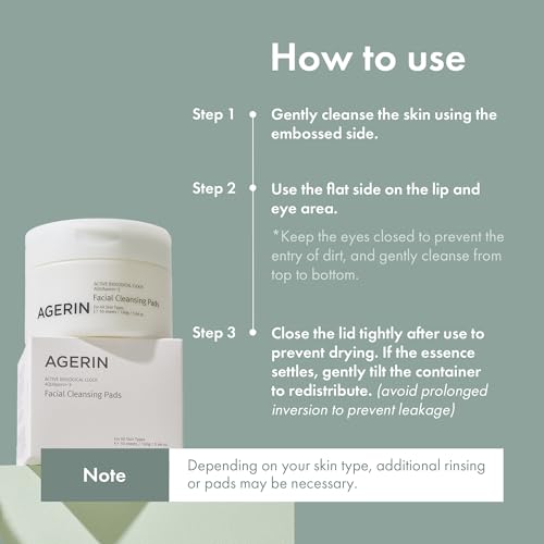 Facial Cleansing Pads - Daily Oil & Makeup Remover Cotton Pads, Gentle Cleansing, Hydrating, Dirt & Impurities Removal Without Tugging - Vegan, Non-Irritating, 50pads