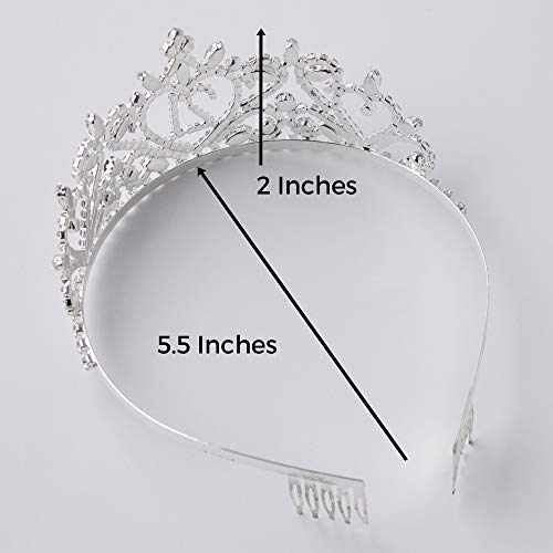 Ella Celebration 21st Birthday Tiara - Silver Heart Crown Party Accessory