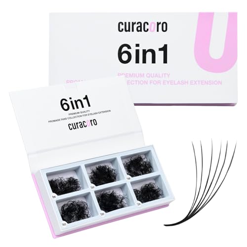 Curacoro Promade Mix 1500 Fans - 12D 0.03 Lash Extensions, CC Curl 9-14mm Mixed Length Handmade Volume Eyelashes, Long-Lasting Professional Lash Fans