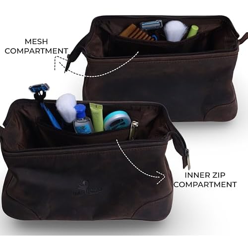 Celestial Leather Toiletry Bag ? Where Elegance Meets Everyday Utility, (DARK BROWN)