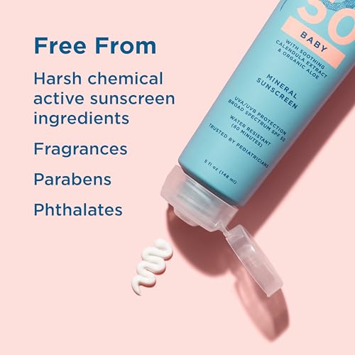 Blue Lizard Baby Mineral Sunscreen SPF 50+ Water-Resistant 5 Oz Tube Pack of 2 - Fragrance-Free