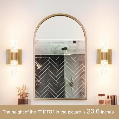 Crystal LED Wall Sconces Set of 2 - Gold Bathroom & Vanity Lights, Modern Crystal Wall Decor - Gold / 2 Light