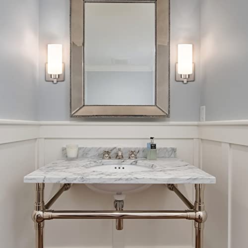 Modern Wall Sconces Set of 2 - Brushed Nickel Bathroom Vanity Lights