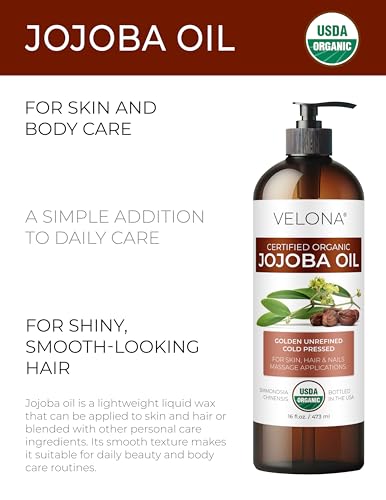 Organic Jojoba Oil - 32 fl oz Cold Pressed with Pump - USDA Certified