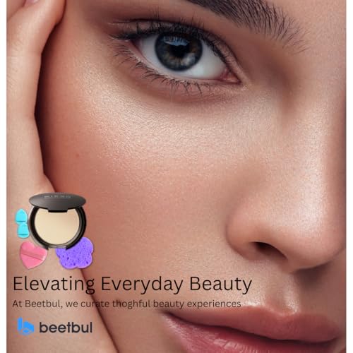 Beetbul Makeup & Exfoliation Kit - Biss? Compact Powder + 1 Medium Velvet Puff + 2 Finger Puffs + 1 Facial Exfoliating Sponge (10 Honey, One Size)