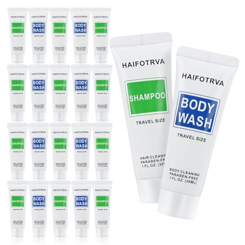 Travel Size Shampoo and Body Wash Bulk Pack of 50,Individually Wrapped 30ml/1 fl oz Small Size Hotel Supplies Portable Toiletries Amenities Bulk for Guests,Travel,Homeless,Charity