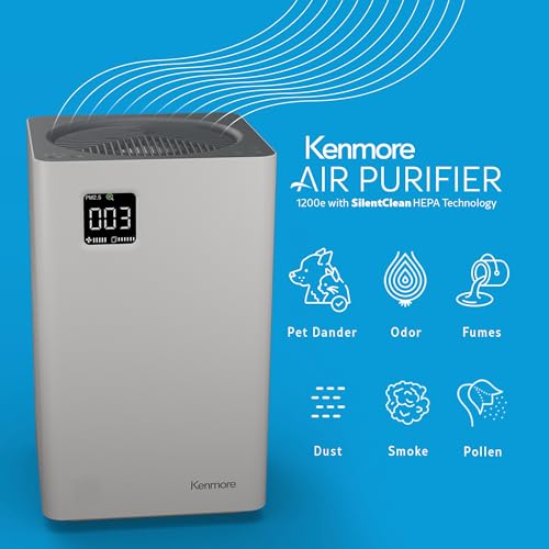 White Air Purifier for 1200 Sq.Ft with HEPA Filter - Quiet Odor Removal