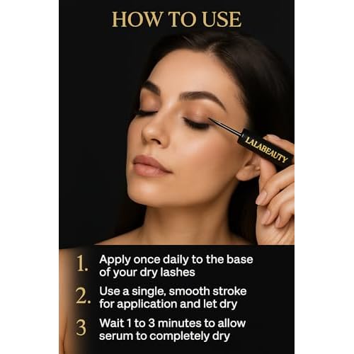 LalaBeautyCo Lash Growth Serum for Longer, Thicker, Fuller Lashes ? Peptide, Biotin & Vitamin Formula ? Ophthalmologist Tested, Cruelty-Free