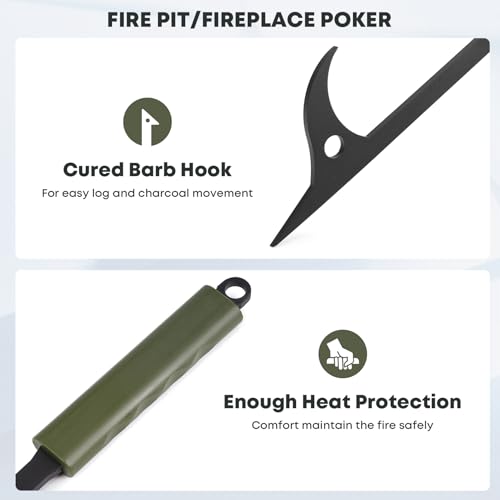 28-Inch Fire Pit Tools Set with Poker, Tongs & Shovel - Safe & Durable